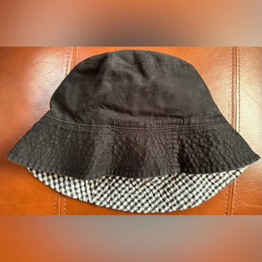 LADIES KATE SPADE NEW YORK Vintage Black White Check Gingham Reverse Bucket Hat